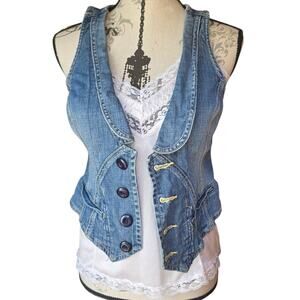 Vintage Y2k Coquette Denim Vest Joujou Size Medium